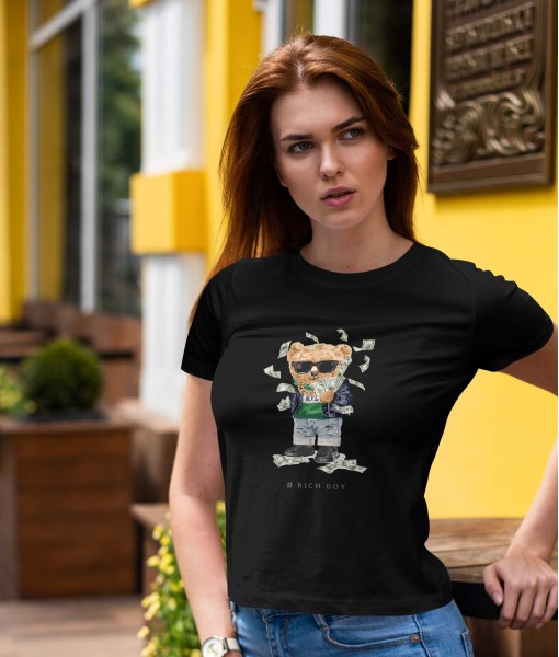 Дамска тениска с щампа Мечета Rich Bear